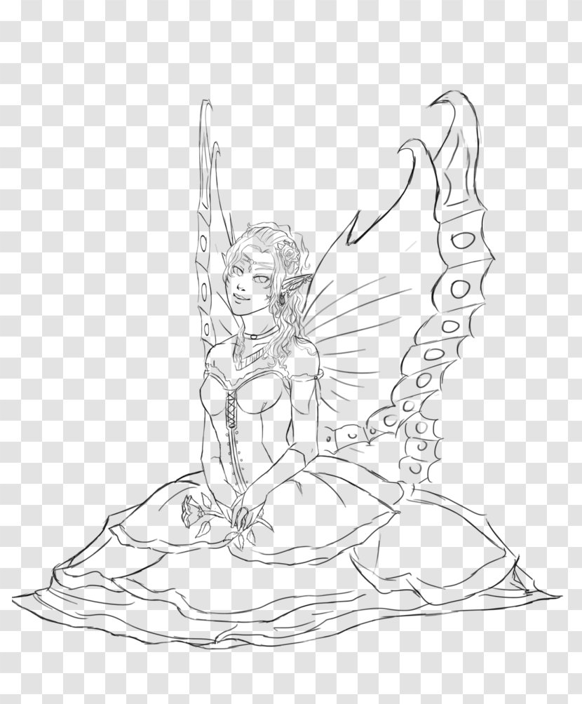 Fairy Line Art Drawing Sketch - Fictional Character Transparent PNG