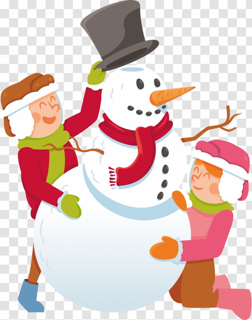 Snowman Winter Clip Art - Cartoon - Vector People Play In The Snow Children Transparent PNG
