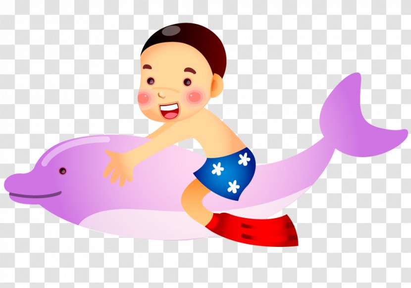 Dolphin Gratis Clip Art - Cartoon - Boy Riding A Transparent PNG