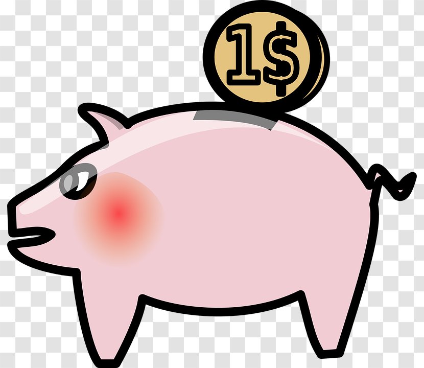 Piggy Bank Saving Money Clip Art - Snout - Daze Pink Boar Top Coins Transparent PNG