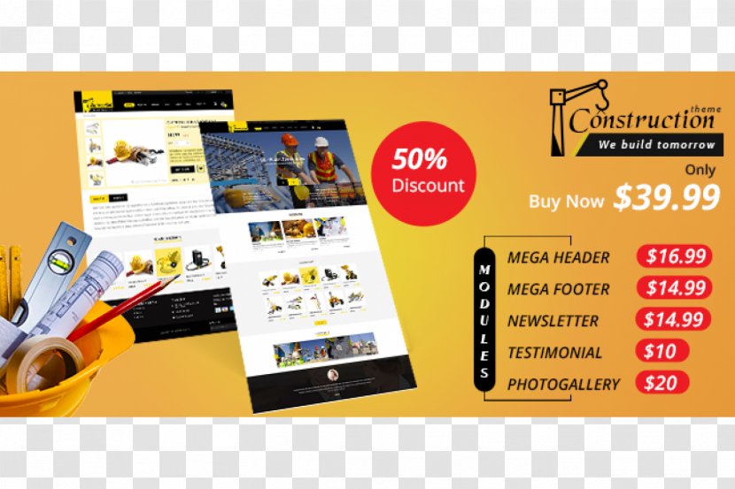 OpenCart Online Shopping PHP Software Extension - Construction Banner Transparent PNG