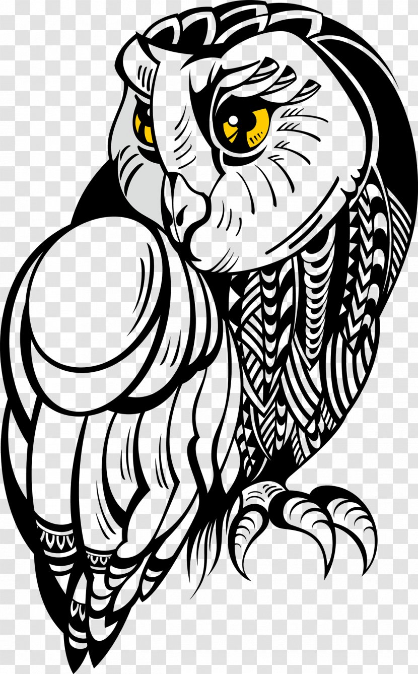 Owl Stock Illustration Drawing Clip Art - Black And White - Tattoo Transparent PNG