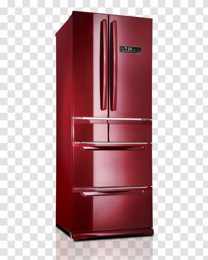 Refrigerator Door Home Appliance Drawer - Kitchen - Red High-grade Multi-door Transparent PNG