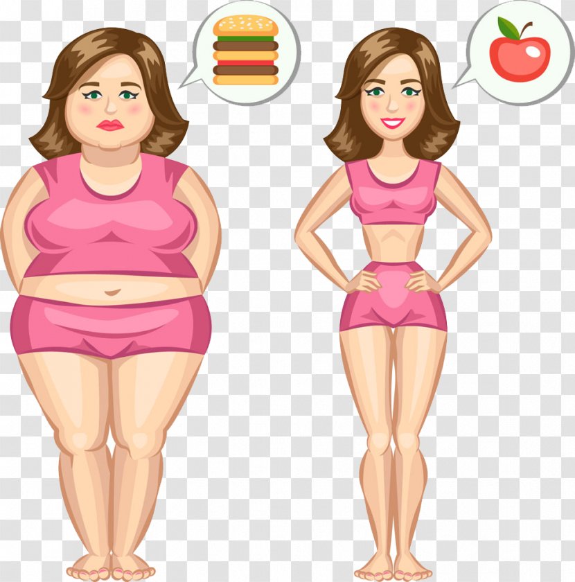 Adipose Tissue Weight Loss Fat Clip Art - Silhouette - Cartoon Women Transparent PNG