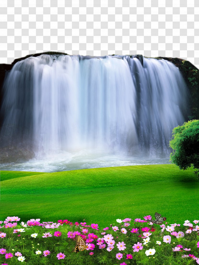2017 Waterfall Landscape Material - Photography - Flora Transparent PNG
