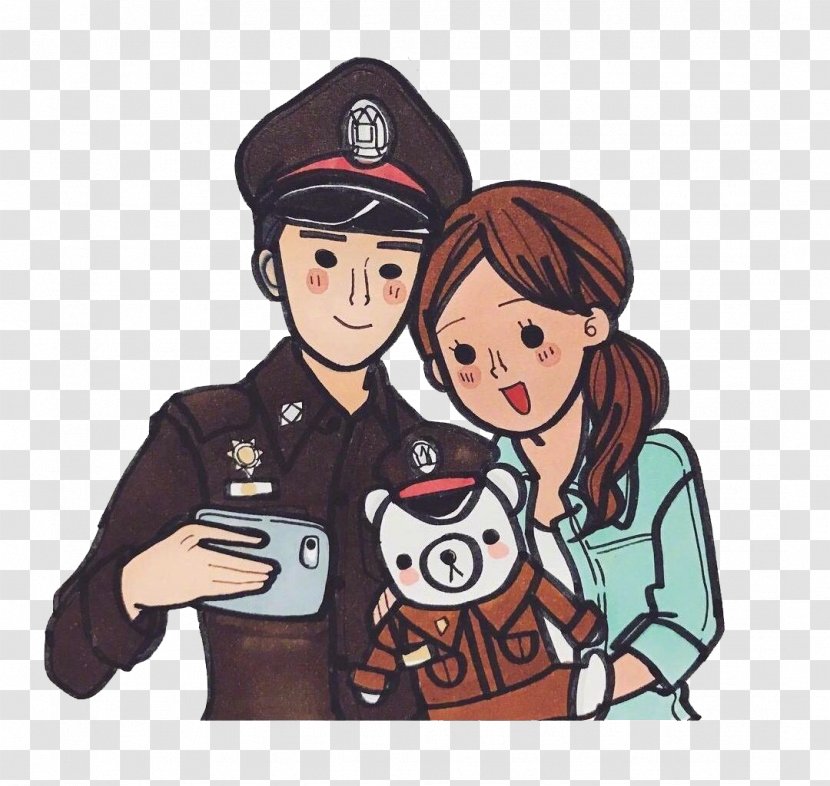 Police Officer Cartoon Illustration - Take Pictures With The Uncle Transparent PNG