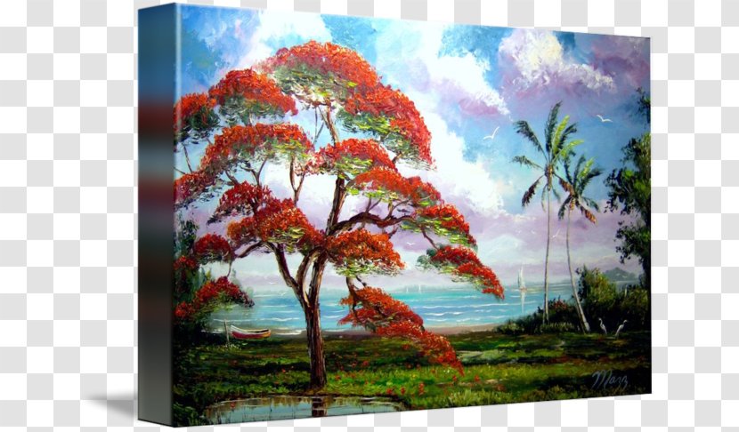 Painting Acrylic Paint Modern Art Canvas - Tree - Royal Poinciana Transparent PNG