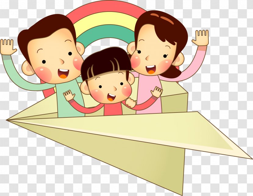 Happiness Child Illustration - Heart - Mom And Dad Cartoon Family Transparent PNG
