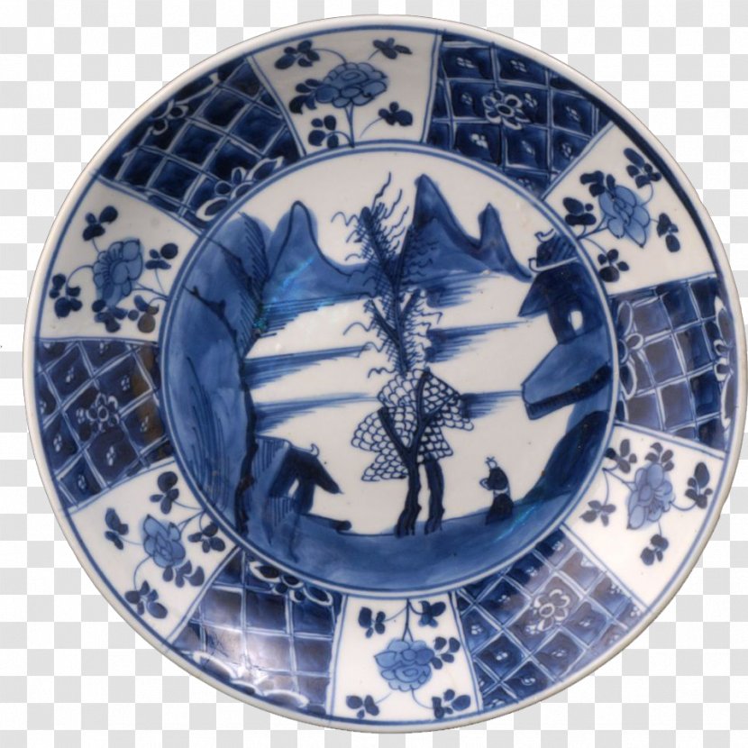 Blue And White Pottery Chinese Export Porcelain 18th Century Tableware - Ceramics - Glass Plate Transparent PNG