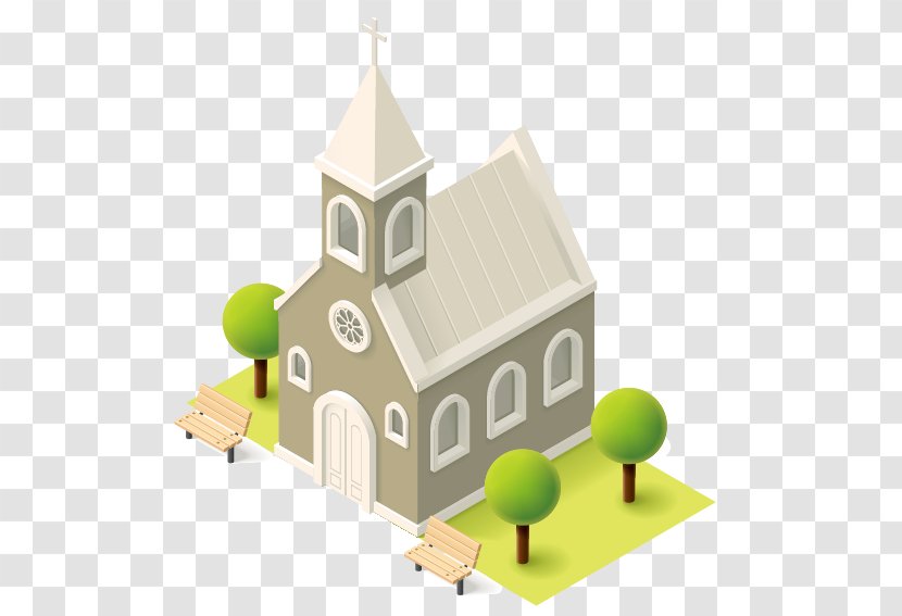 Christian Church Isometric Projection Illustration - Three-dimensional Cartoon Transparent PNG