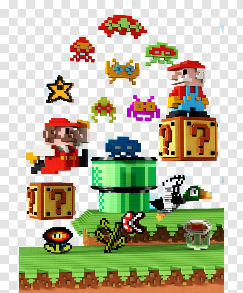 Super Mario Bros. 3D Land New Bros 64 DS World - Pixel Art - Pixilated Collection Transparent PNG
