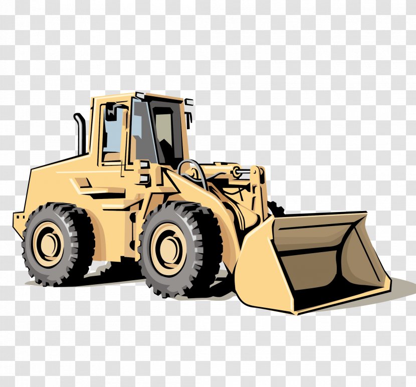 Heavy Equipment Caterpillar Inc. Architectural Engineering Clip Art - Brand - Hand-painted Realistic Vector Bulldozer Transparent PNG