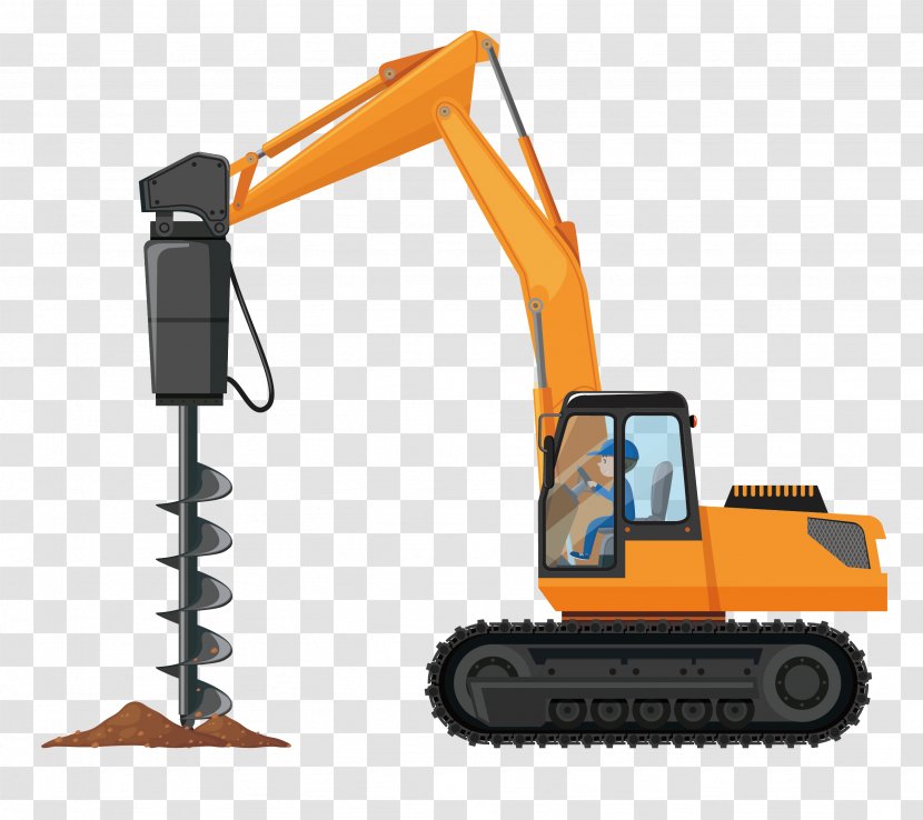 heavy equipment architectural engineering vehicle illustration stock photography yellow cartoon drill excavator vector transparent png yellow cartoon drill excavator vector