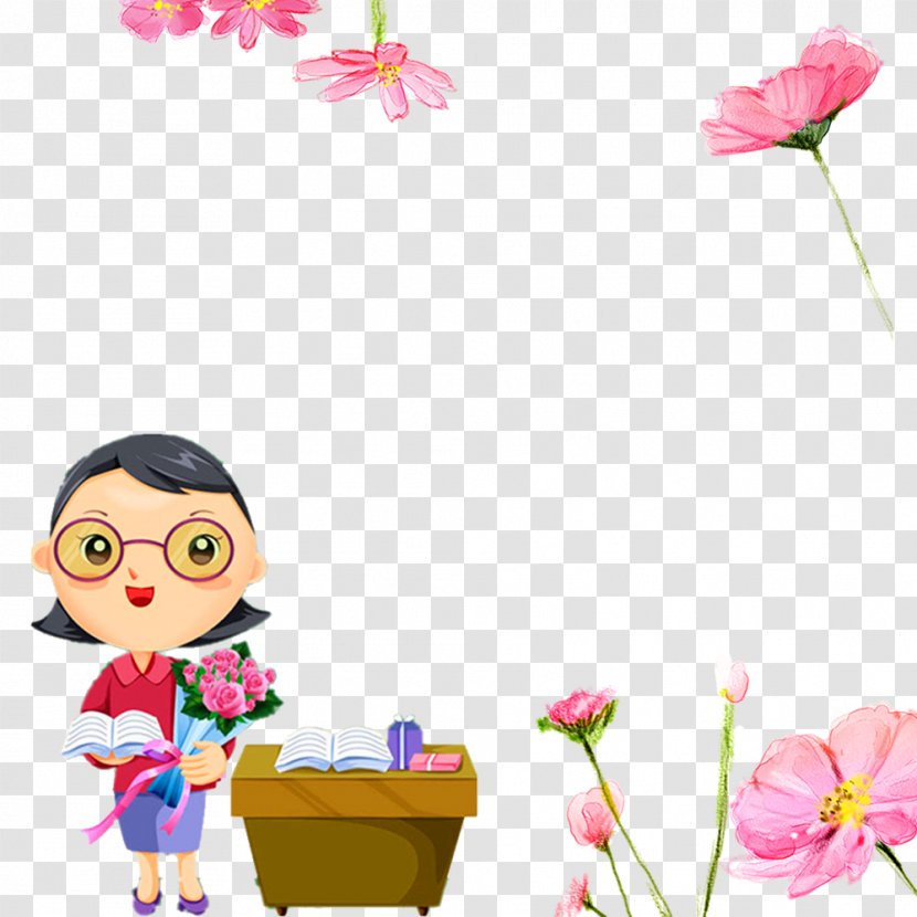 Student Teachers Day Cartoon - Flower - Teacher Transparent PNG