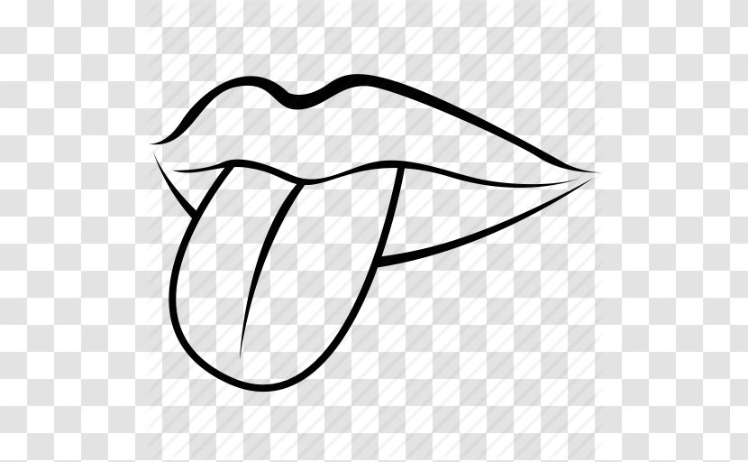 Tongue Mouth Drawing Clip Art - Black And White - Out Cliparts Transparent PNG