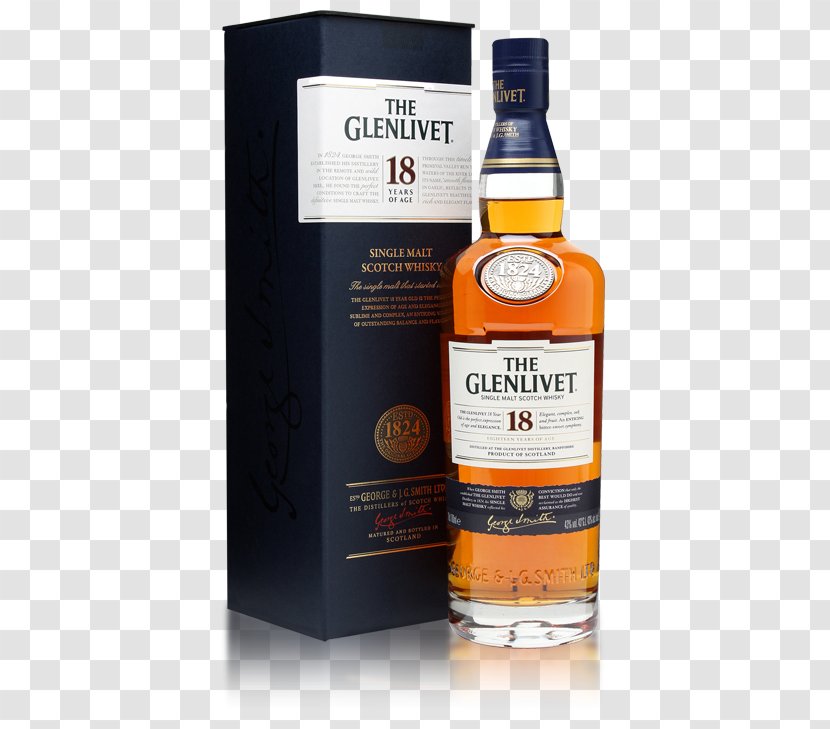 The Glenlivet Distillery Single Malt Scotch Whisky Speyside - Distilled Beverage - 18 Years Old Transparent PNG