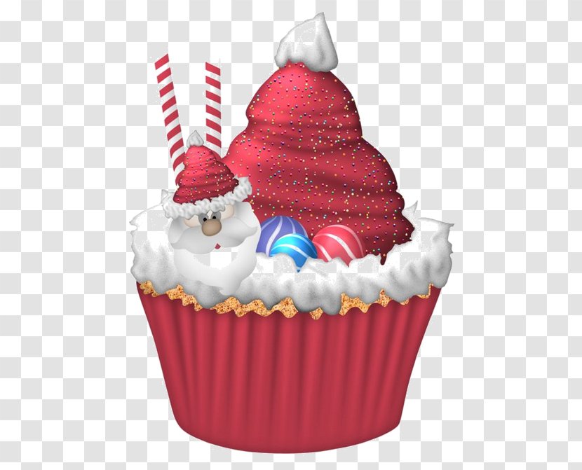 Cupcake Christmas Cake Birthday Pudding Muffin - Cartoon Red Cream Transparent PNG