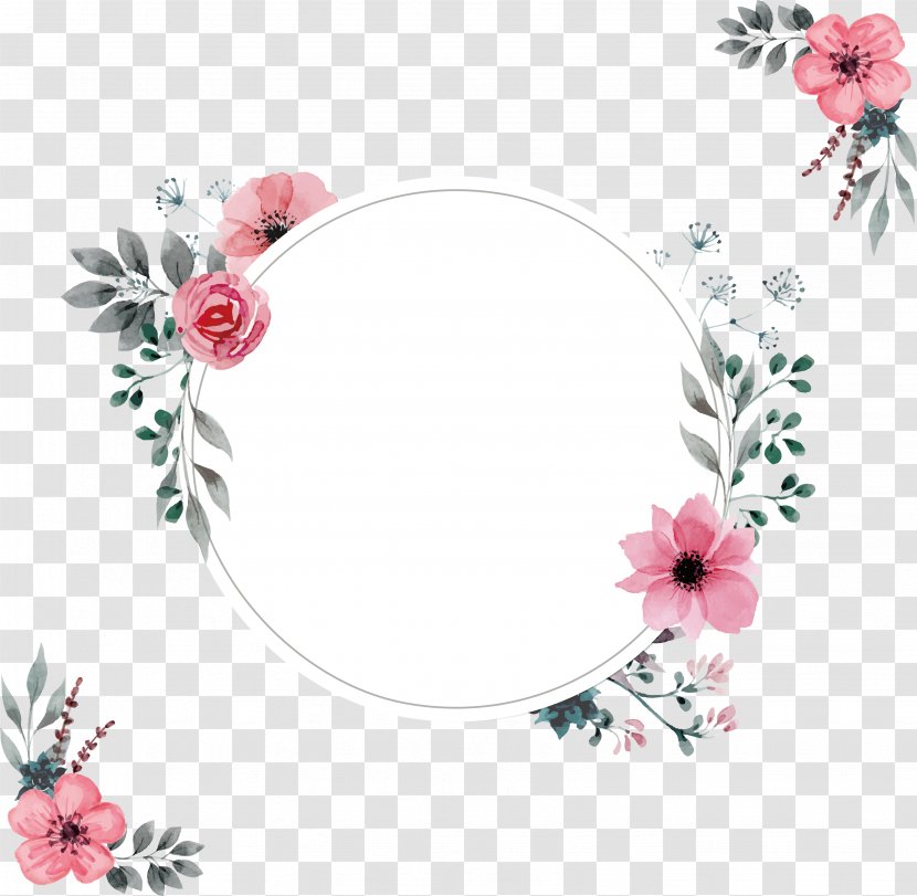 Wedding Invitation Picture Frame - Flower Arranging - A Pink Border Of Water Transparent PNG