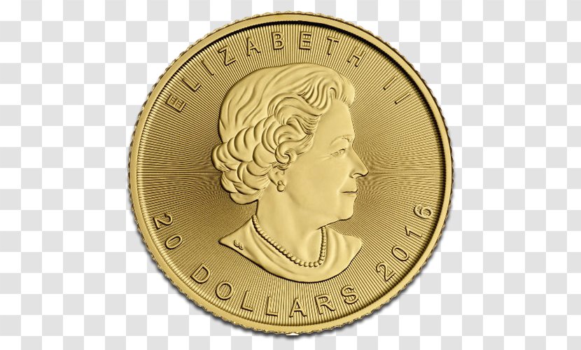 Canadian Gold Maple Leaf Coin Bullion Royal Mint - Jewellery Transparent PNG