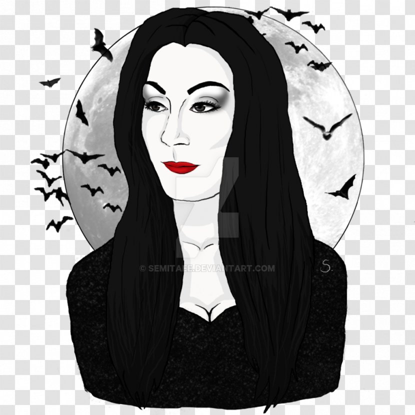 Morticia Addams Black Hair The Family Illustration Cartoon - Art - Poster Transparent PNG