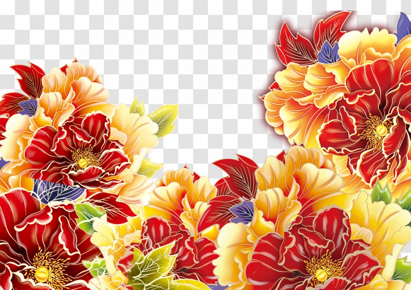 Floral Design Cut Flowers Moutan Peony - Chrysanthemum Transparent PNG
