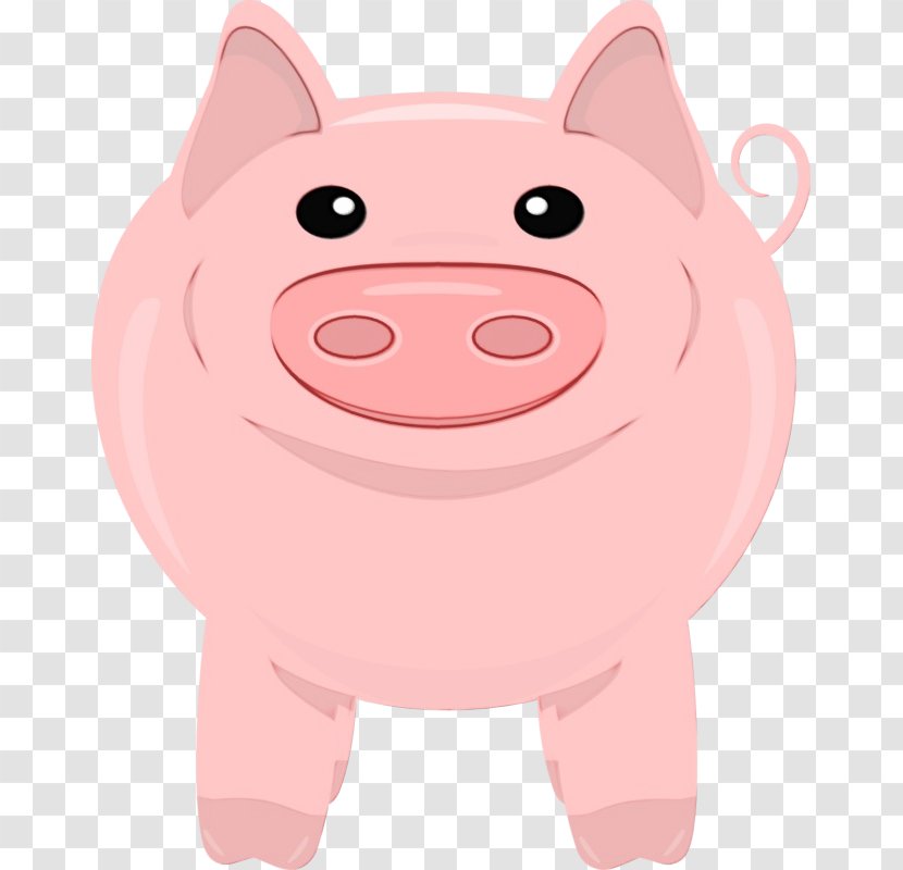 Cartoon Pink Clip Art Snout Suidae - Smile Domestic Pig Transparent PNG