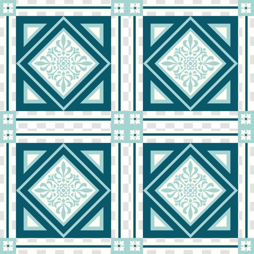 Mandala Ornament Motif Pattern - Blue - Green Background Transparent PNG