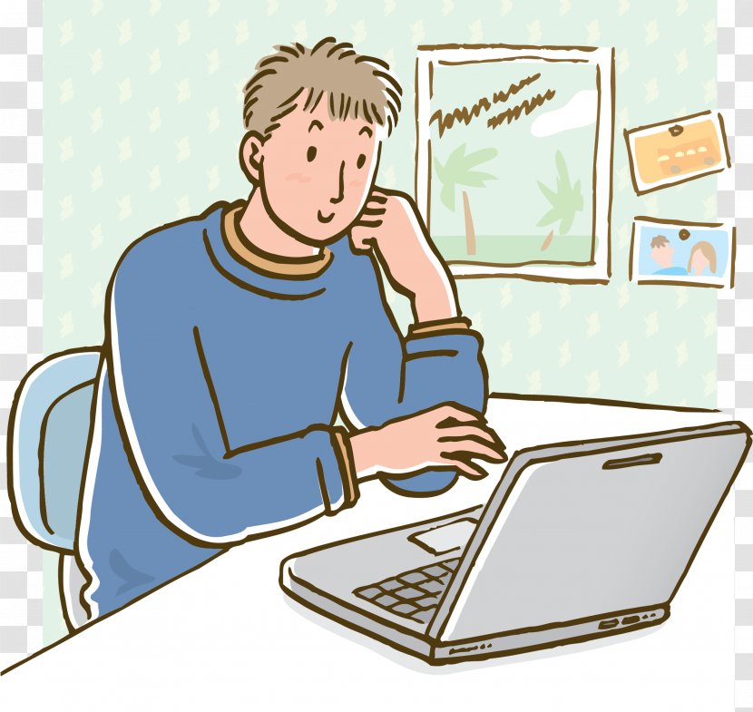 Laptop Computer Keyboard Illustration - Profession - Cartoon Man Playing Transparent PNG