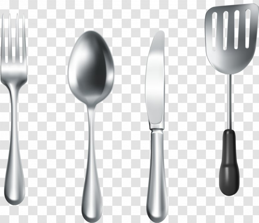 Knife Fork Spoon - Simple Silver And Transparent PNG