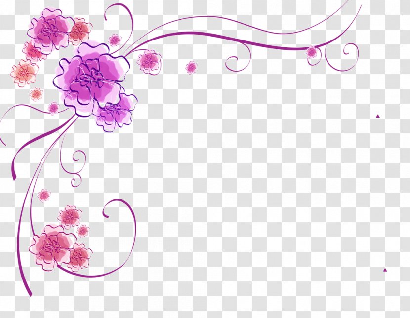 Flower Purple Clip Art - Blossom - Flowers Border Transparent PNG