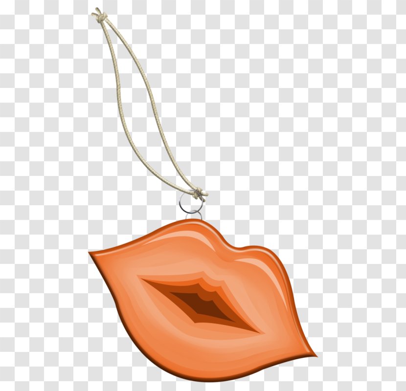Lip Gloss Mouth - Orange - Lips Lipstick Necklace Ornaments Transparent PNG