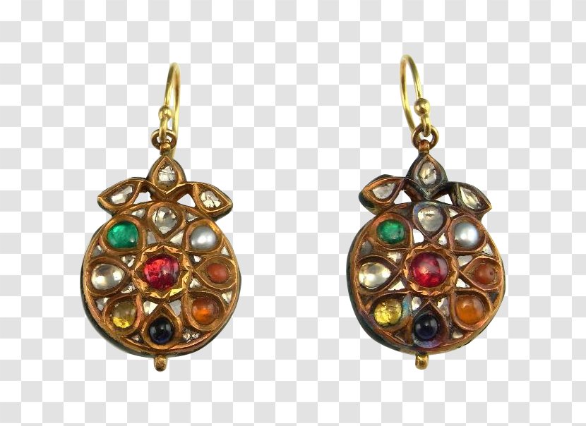 Earring Kundan Jewellery Gold Gemstone - Costume Jewelry Transparent PNG