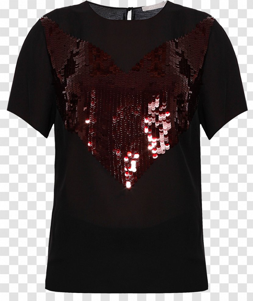T-shirt Blouse Sleeve Neck - Black Transparent PNG