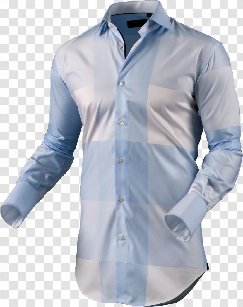 Dress Shirt Blue T-shirt Poplin - Sleeve - Low Collar Transparent PNG