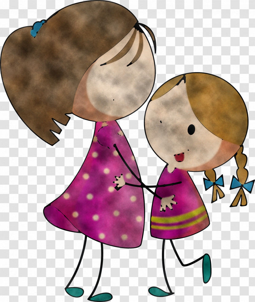 Cartoon Watercolor Painting Drawing Friendship Painting Transparent PNG