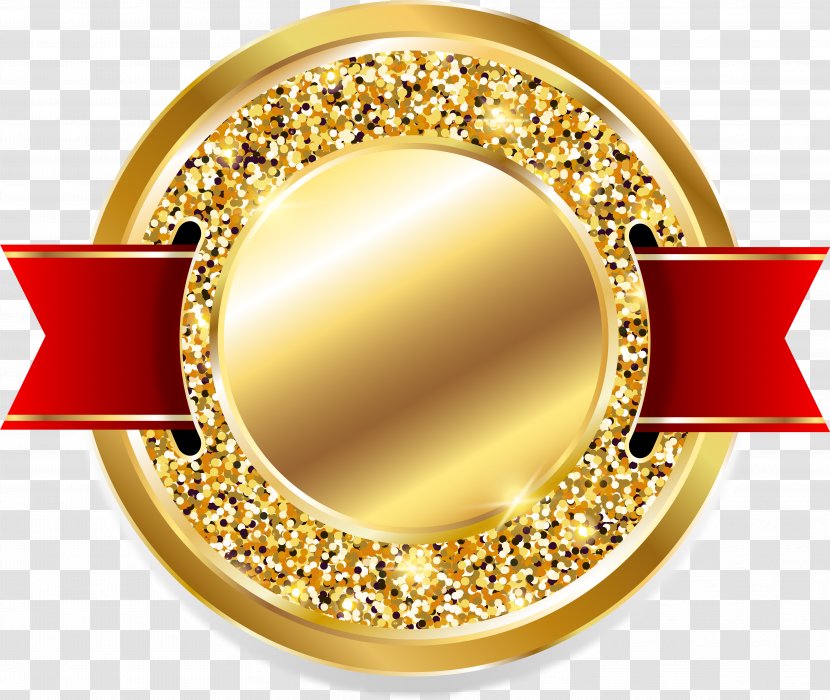 Gold - Ring - Cartoon Medal Transparent PNG