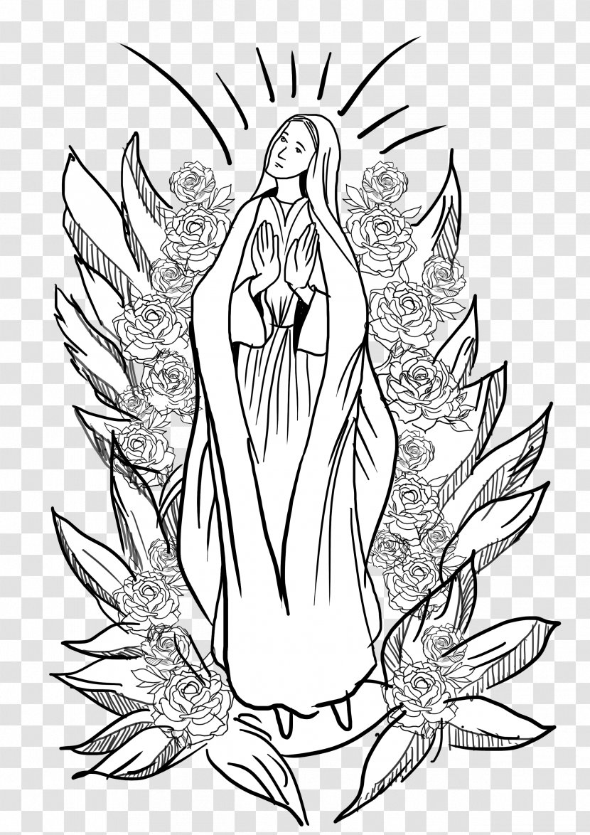 Line Art Flowering Plant Character Symmetry - Fictional - Mama Mary Transparent PNG