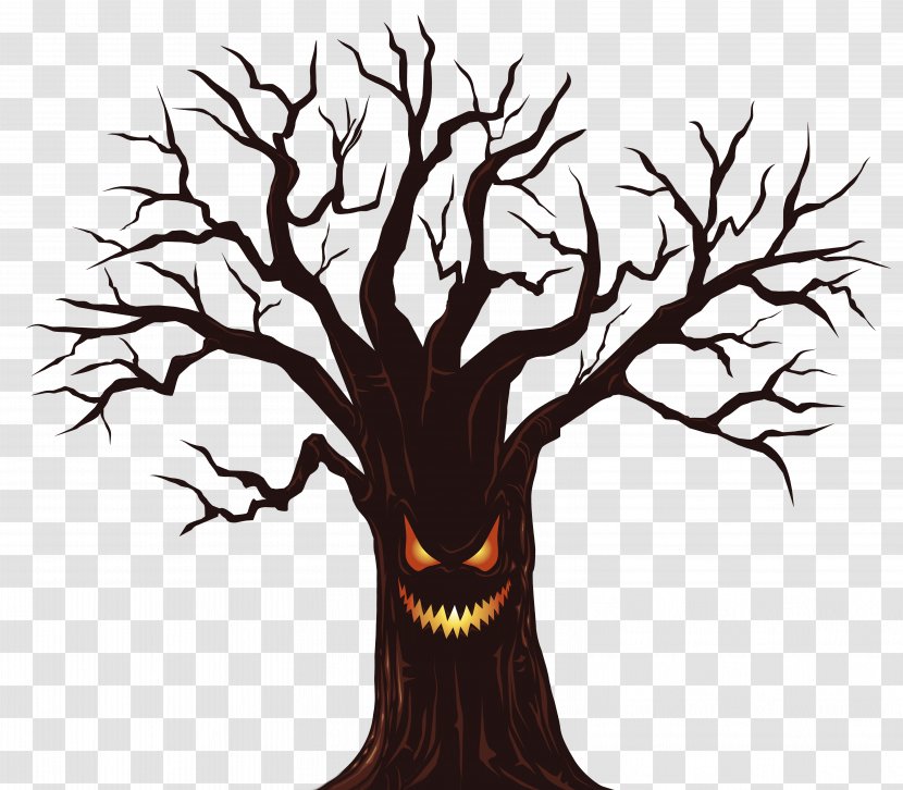 Halloween Card Wish Greeting - Saying - Spooky Tree Clipart Image Transparent PNG