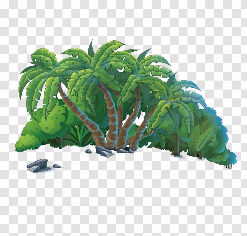 Euclidean Vector Island Coconut - Grass - Lush Tropical Trees Transparent PNG