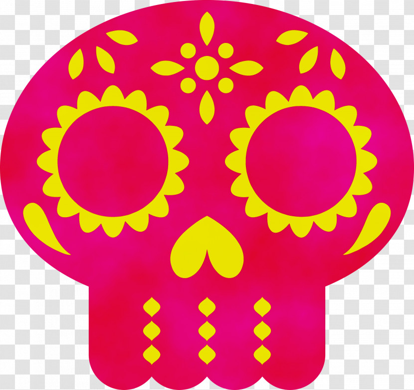 Circle Yellow Day Of The Dead Flower Pattern Transparent PNG