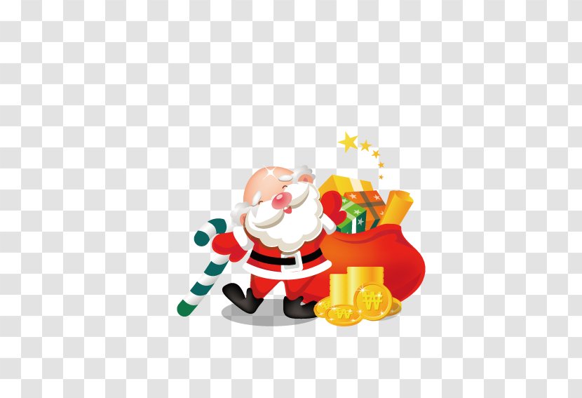 Santa Claus Christmas Gift Icon - Illustration - Gold Transparent PNG
