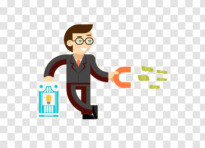 Money Royalty-free Stock Illustration - Illustrator - A Man With Magnet Transparent PNG