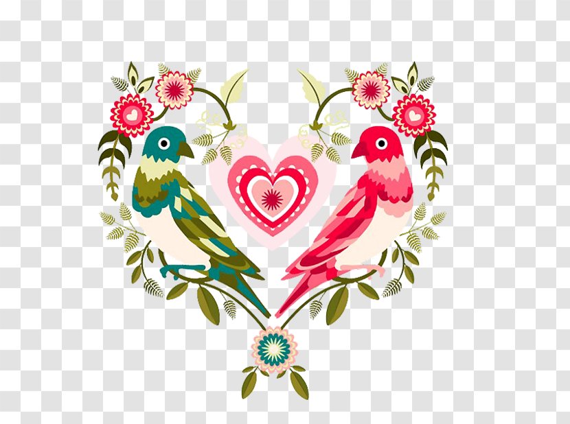 Lovebird Valentines Day - Flower - Floral Decorative Pattern Transparent PNG