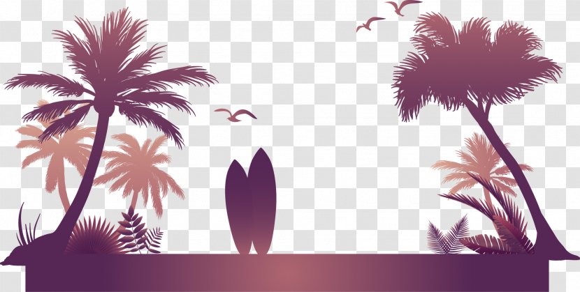 Coconut Arecaceae Tree - Violet - Vector Beach Transparent PNG