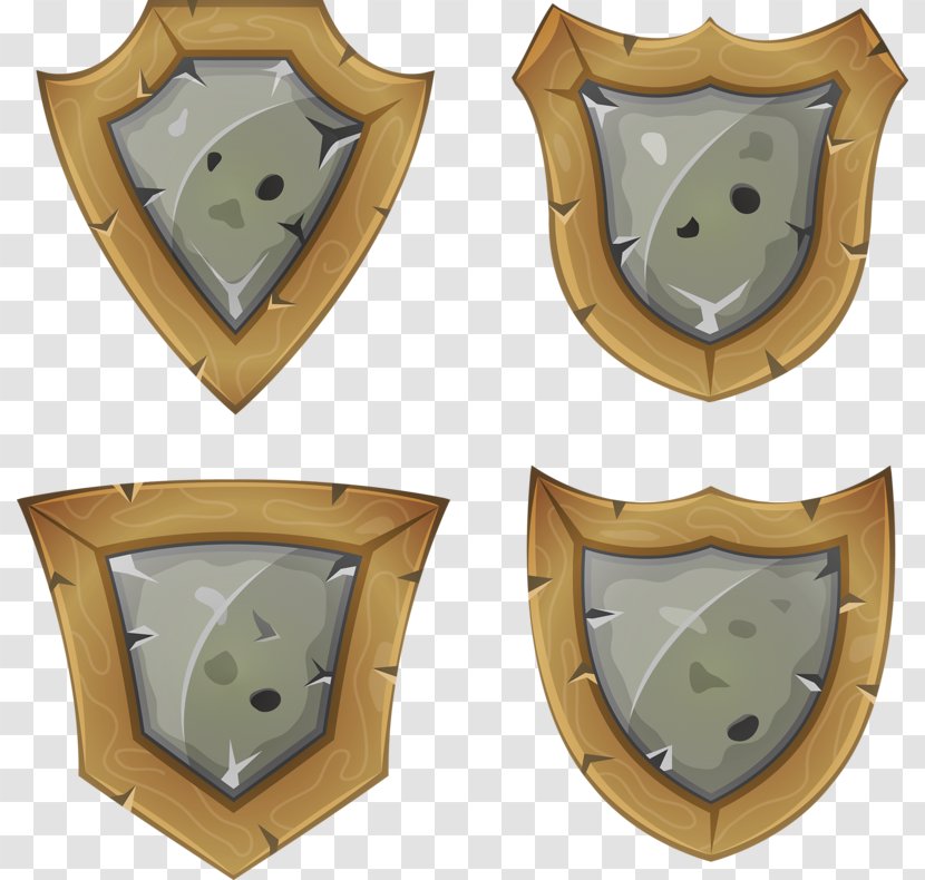 Shield Cartoon Icon - User Interface - Wooden Transparent PNG