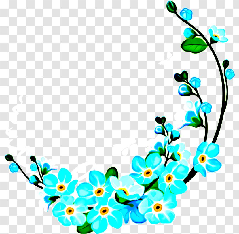 Turquoise Aqua Clip Art Teal Branch - Flower Plant Transparent PNG