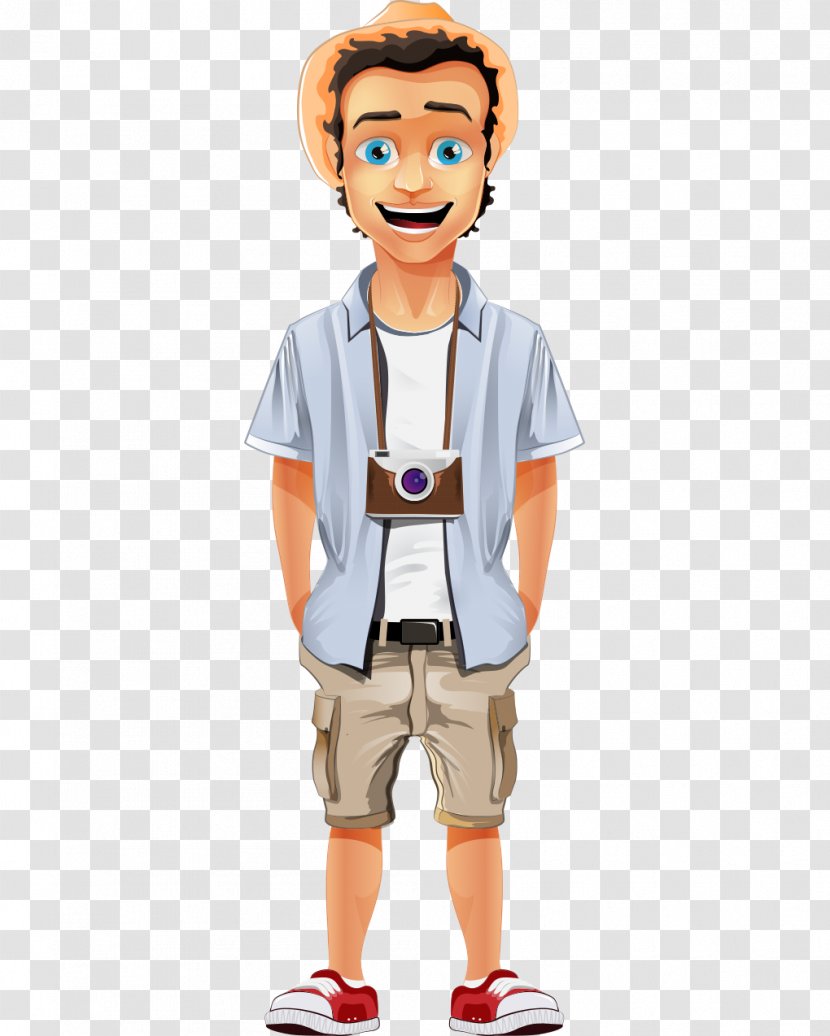 Character Cartoon Drawing Illustration - Boy - Camera Man Painted Hat Transparent PNG