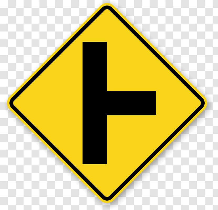 Intersection Warning Sign Yield Traffic Three-way Junction - Vehicle - Road Transparent PNG