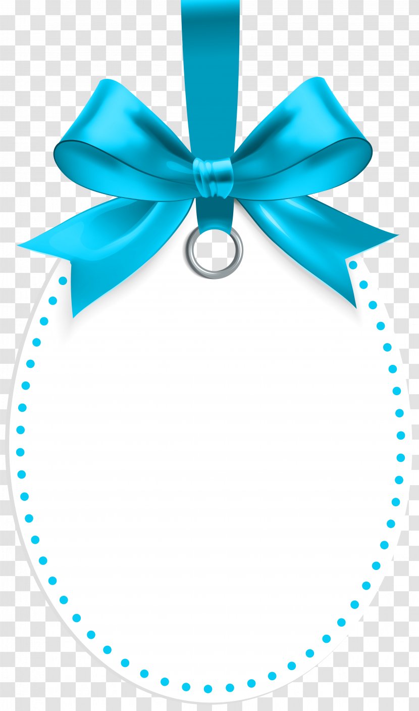 Gift Clip Art - Blue - Label With Bow Template Transparent PNG