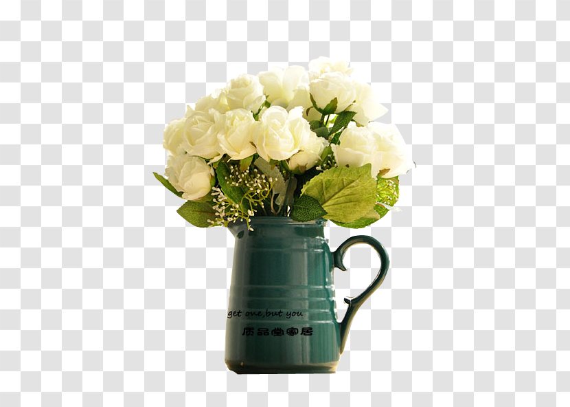 Garden Roses Flowerpot Flower Bouquet - Floral Design - White Rose Transparent PNG